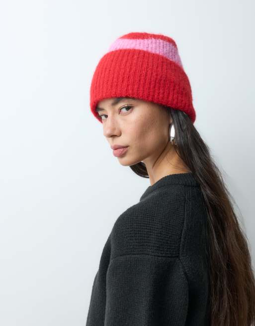 ONLY dzianinowa czapka beanie w czerwono-różowe paski, 5 z 5