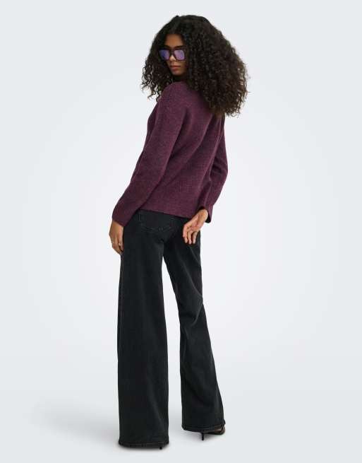 ONLY dzianinowy sweter w kolorze mauve wine, 2 z 7