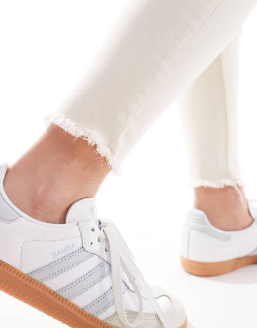 Only - Ecrufarvede skinny-jeans med flosset kant , 2 af 5