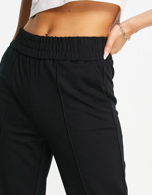 Only elasticated waist wide leg pants in black