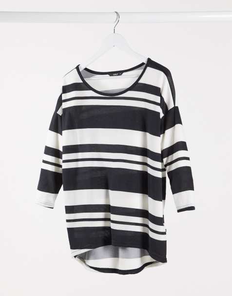 Only elcos stripe longline top in black - view 1