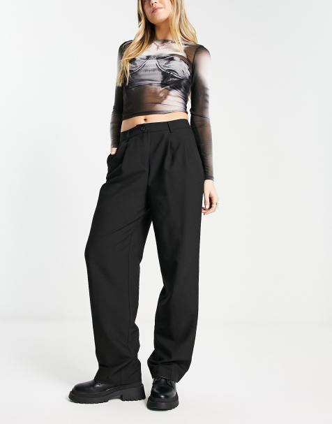 ONLY tailored low rise slouchy trousers in black 