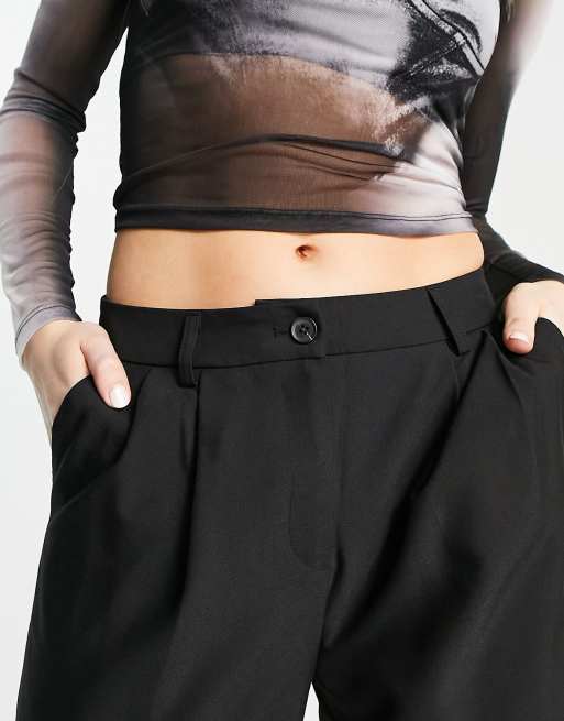Only – Eleganckie czarne spodnie z obniżonym stanem i luźnymi nogawkami , 2 z 4