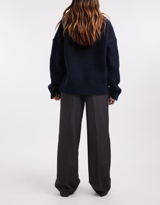 ONLY - Elegante broek met wijde pijpen in donkergrijs, 2 van 5