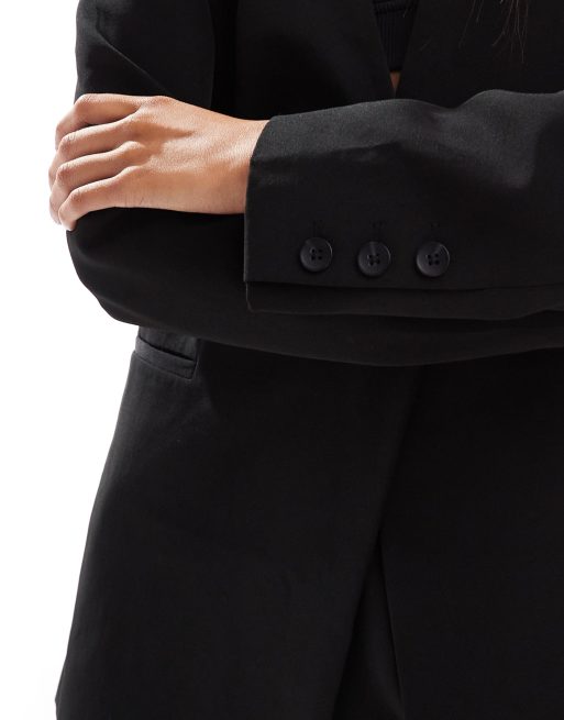 ONLY – Eleganter Blazer in Schwarz ohne Kragen, Kombiteil , 3 von 4