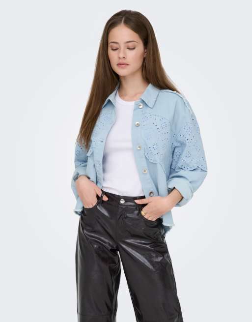 ONLY Elena Jacke mit Kentkragen und überschnittenen Schultern in Blau, 5 von 7
