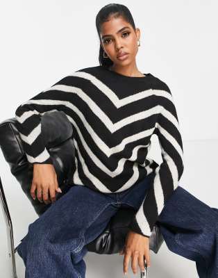 Only eliza chevron print knit in black-Multi