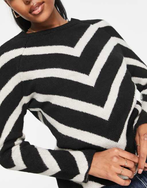 Black Chevron Chunky Wool Knit - Wool Knits - Jersey/Knits