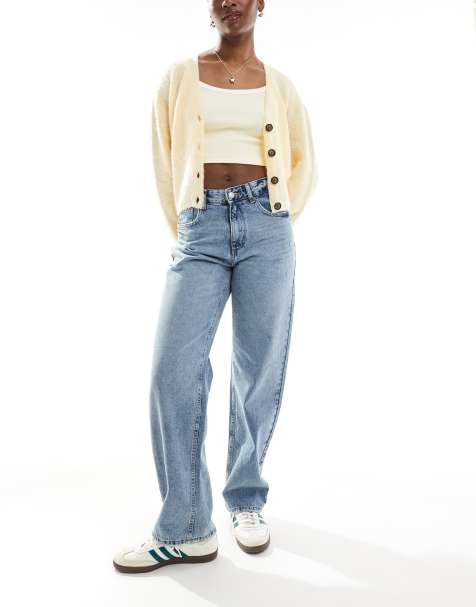 ONLY – Ella – Gerade geschnittene Jeans in Mittelblau mit mittelhohem Bund - view 1