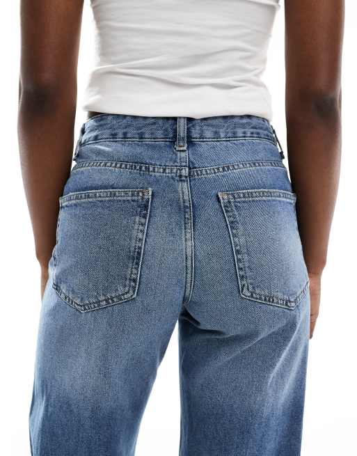 ONLY - Ella - Jeans a fondo ampio blu medio con risvolti, 4 di 5