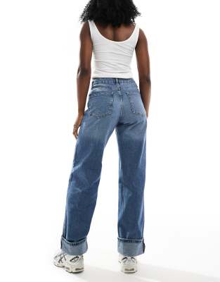 ONLY ELLA WIDE LEG FOLD UP JEANS 