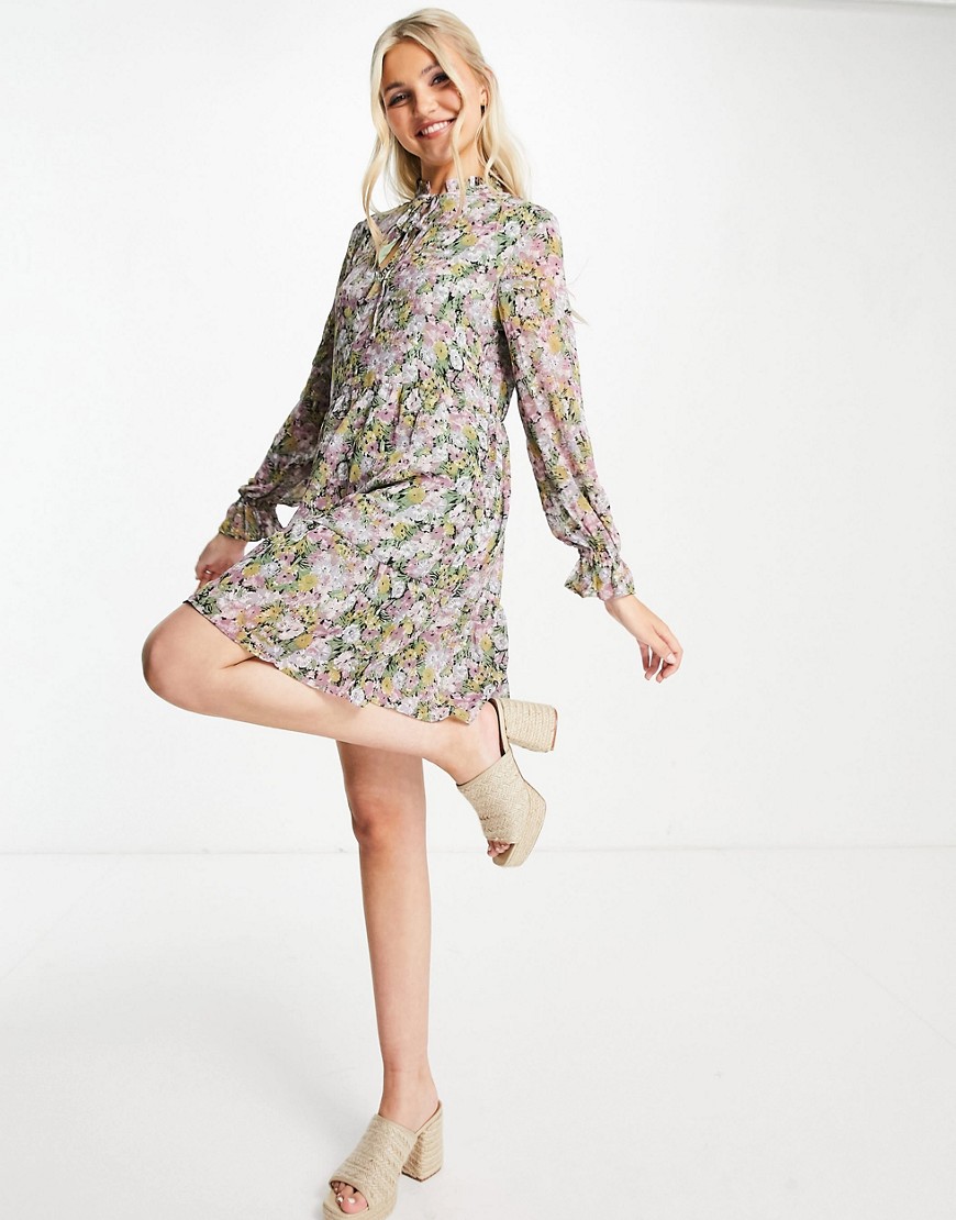 Only ellie smock floral print mini dress-Multi