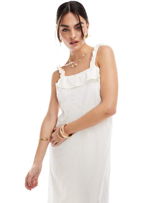 ONLY embroidered maxi dress in white | ASOS