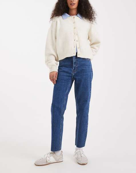 ONLY Emily high waist straight jeans in dark blue 