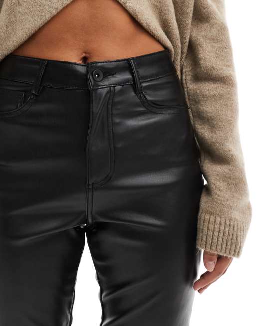 Only Emily faux leather ankle pants in black