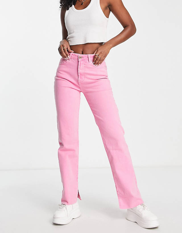 ONLY - emily flare side split jean in bright pink