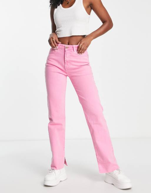 Only - Emily - Flared jeans met zijsplit in felroze