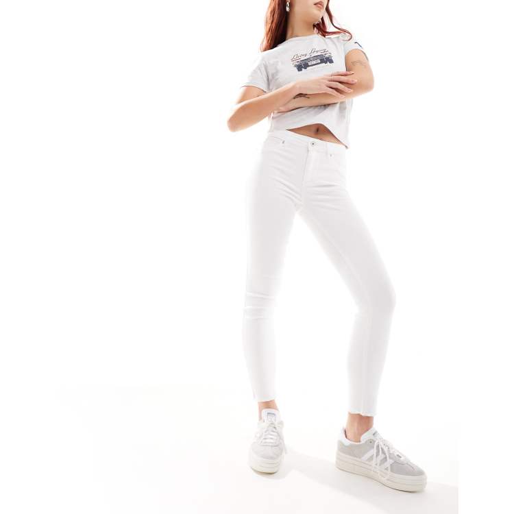 ONLY Emily high waisted straight leg jeans in ecru ASOS - Main Image