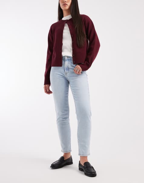 ONLY Emily high waisted straight leg jeans in light blue wash 