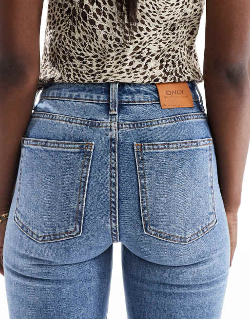 ONLY Blue High Waist Cropped Straight Jeans