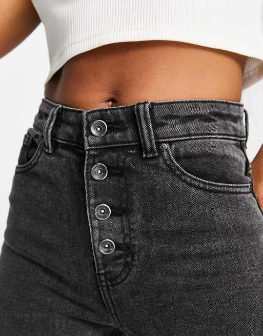 Jean taille haute avec bouton hot sale