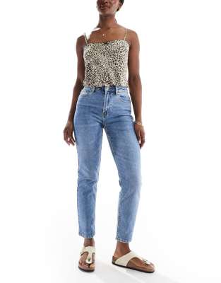 Emily - Jean droit à taille haute - Bleu moyen W32 L34