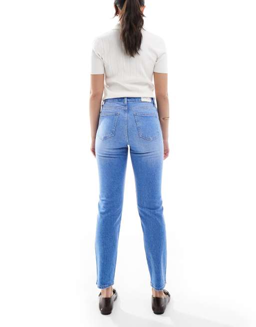 ONLY - Emily - Jeans dritti a vita alta azzurri con dettagli leggermente invecchiati, 2 di 5