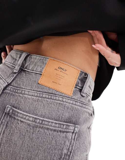 Only - Emily - Jeans met rechte pijpen, hoge taille en onafgewerkte zoom in grijs , 3 van 5