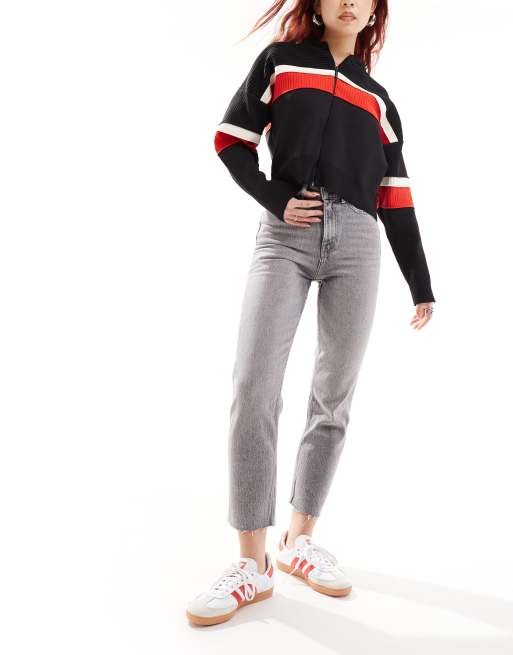 Only - Emily - Jeans met rechte pijpen, hoge taille en onafgewerkte zoom in grijs , 4 van 5