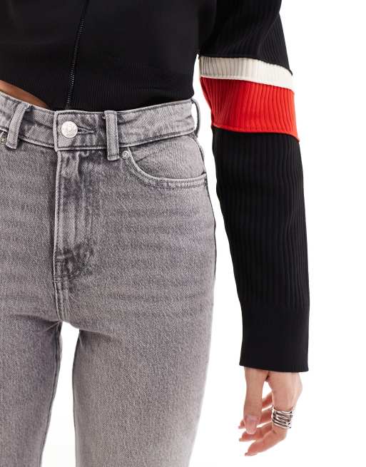 Only - Emily - Jeans met rechte pijpen, hoge taille en onafgewerkte zoom in grijs , 5 van 5