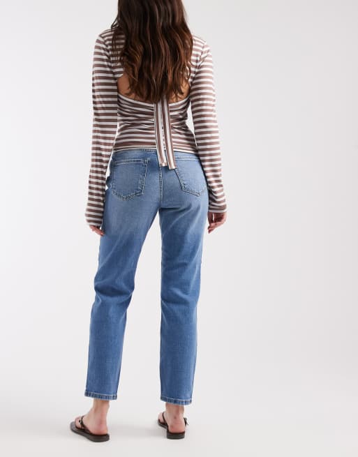 Only – Emily – Niebieskie jeansy z wysokim stanem i prostymi nogawkami do kostki , 3 z 5