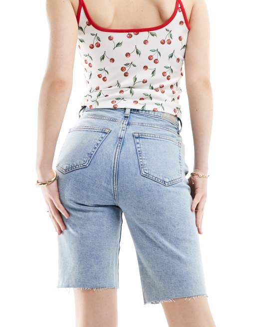 ONLY - Emily - Short en jean long à taille mi-haute et ourlet brut - Bleu clair délavé , 4 de 5