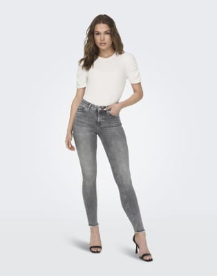 ONLY - Enge Jeans aus Denim in Grau