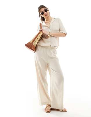 ONLY - Ensemble chemise et pantalon oversize en lin - Beige - view 1