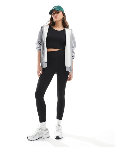 ONLY - Ensemble crop top sans coutures et legging - Noir - view 1