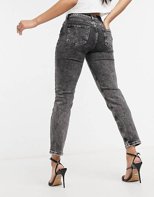 Jeans Only Erica slim straight leg jeans in black acid wash 
