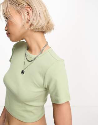 CROPPED SHIRT SHORT SLEEVE - WOMEN - SAGE