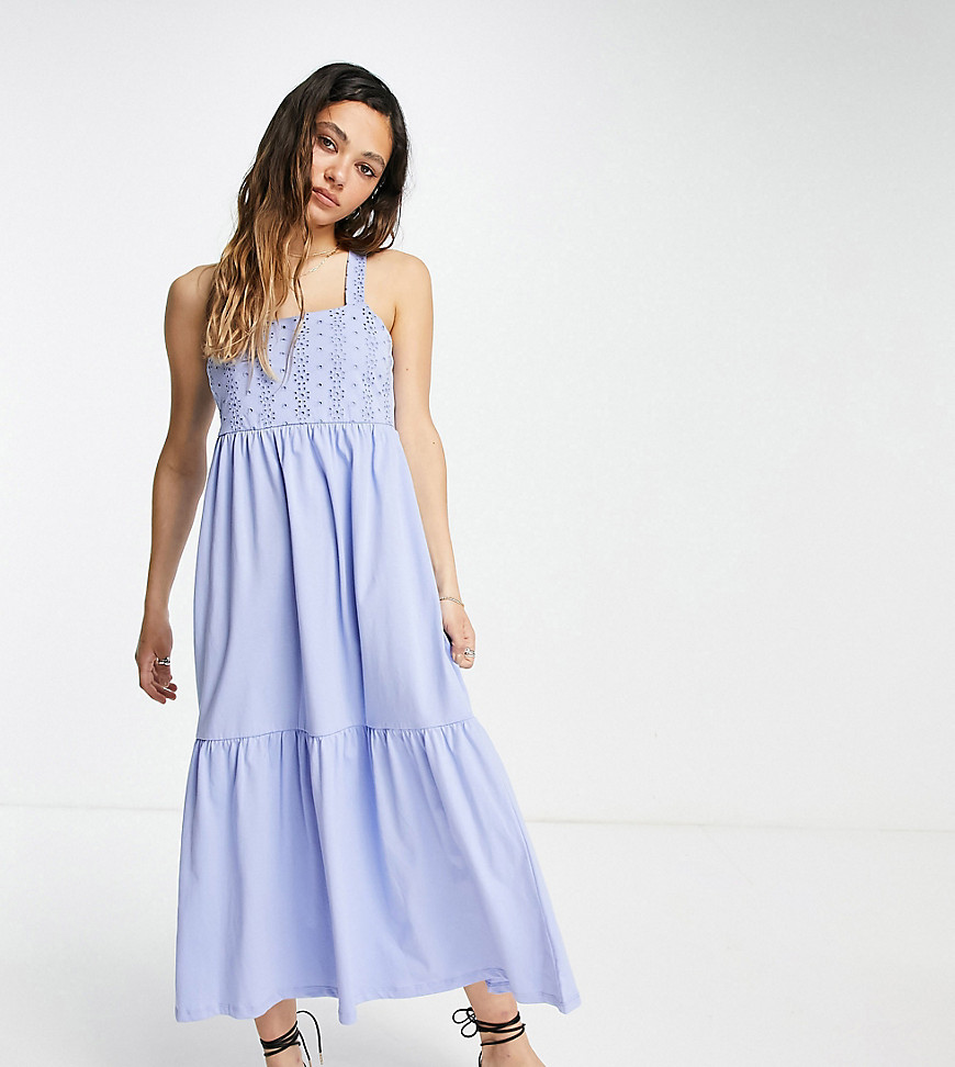 Only Exclusive maxi dress with lace detail in blue