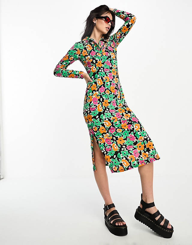 ONLY - exclusive midi shirt dress in multi floral