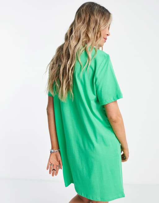 Only exclusive mini t shirt dress in bright green ASOS