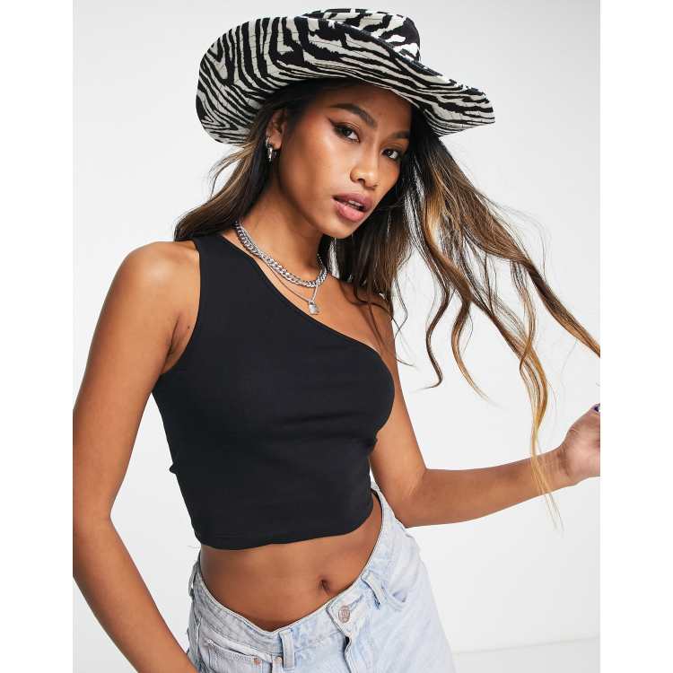 Black one shoulder hot sale shirt