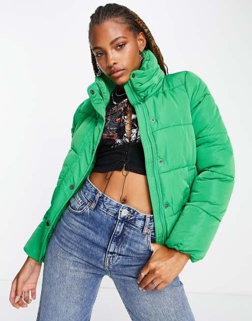 Only exclusive padded jacket in bright green | ASOS