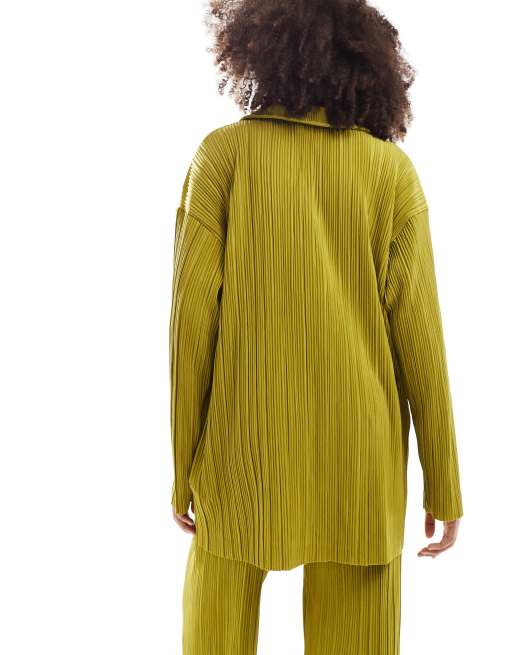 Only exclusive plisse shirt in green (part of a set) , 3 of 4