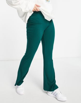 green ribbed pants