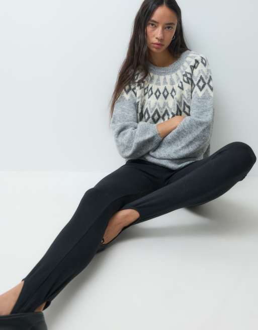 ONLY Fair Isle knitted jumper in grey, 5 of 5