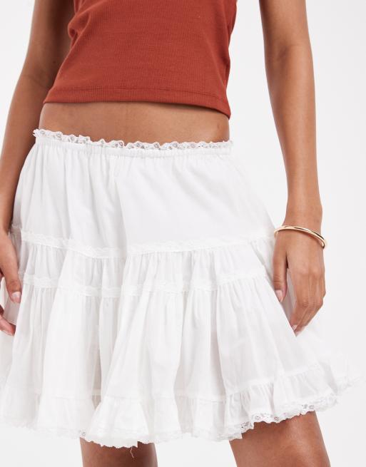 ONLY - Falda pantalón blanca con volantes, 3 de 5