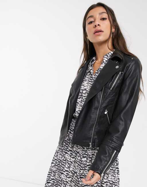 Only Faux Leather Biker Jacket Asos