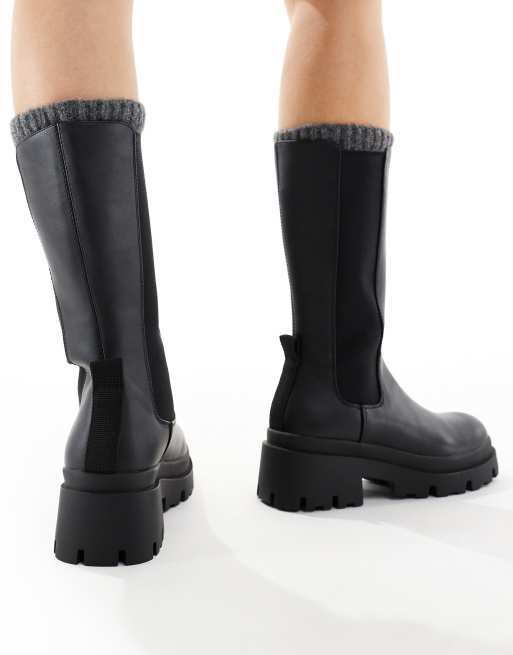 ONLY faux leather chunky boots in black, 3 of 4