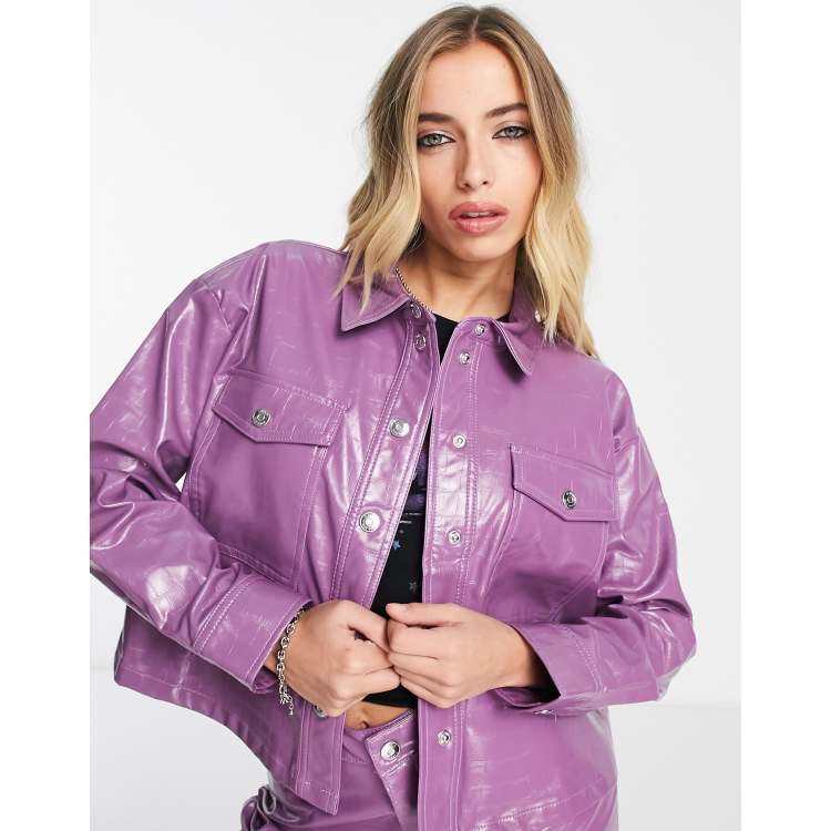 Mauve faux leather on sale jacket