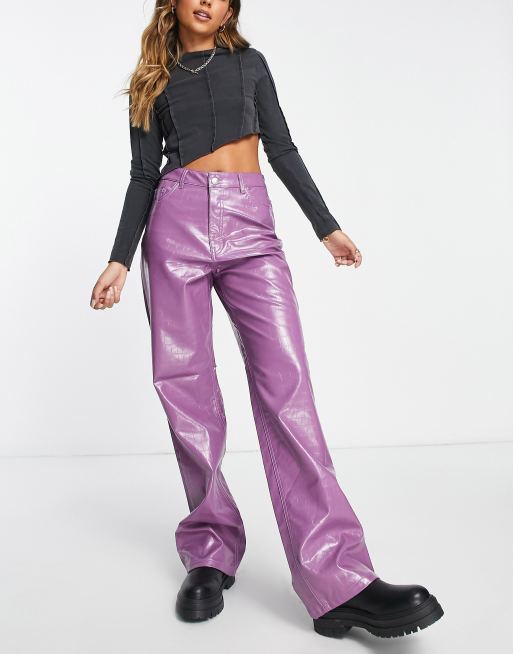 Purple faux store leather pants